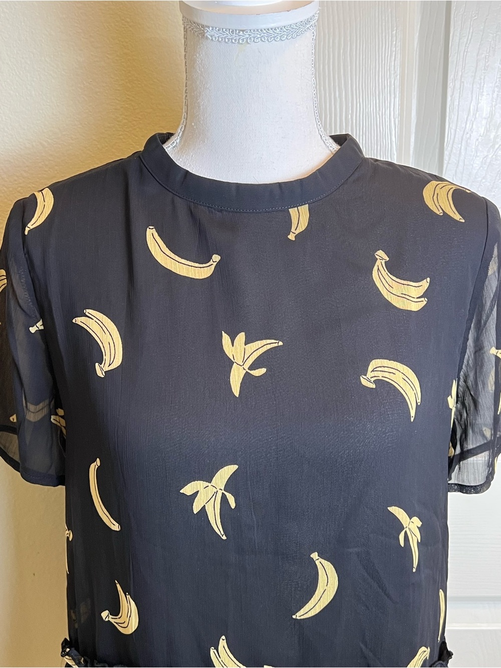 English Factory Banana Print Ruffle Hem Top - Picture 2 of 12